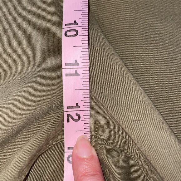 Zara Womens Frayed High Waist Side Zip Wide Leg Pants Olive Green Size 8 - Picture 7 of 8